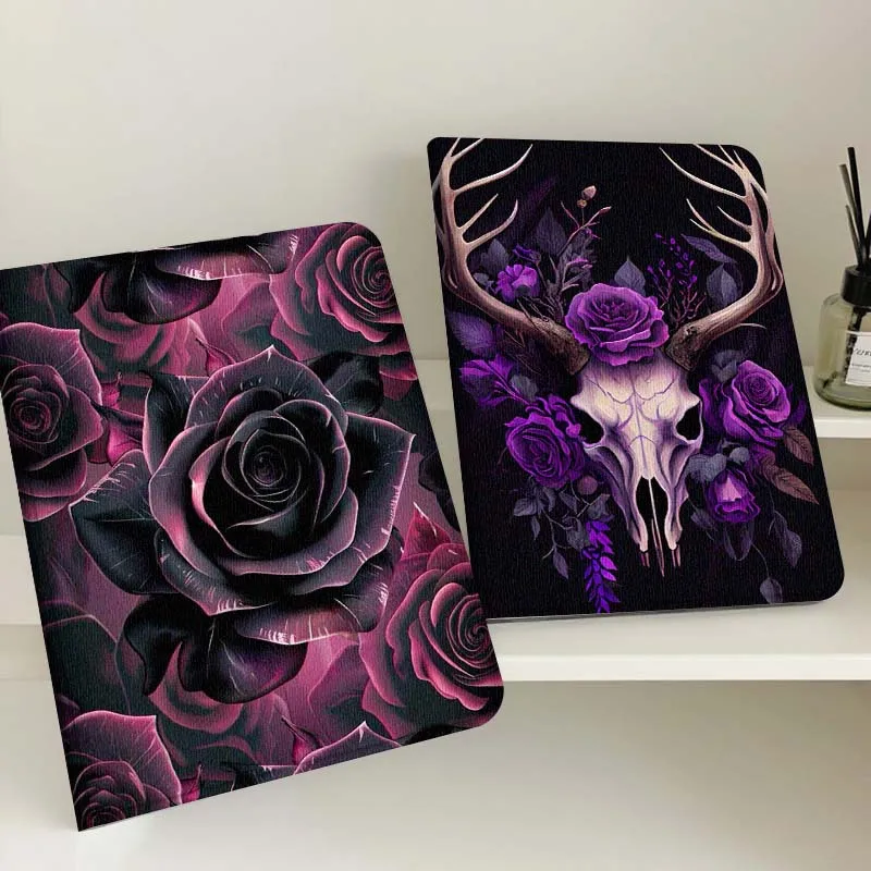 

Dark Purple Rose Pattern Tablet Case For Samsung Tab Galaxy S6 S11 A A7 A8 A9 A11 10.1 10.4 10.5 Plus Lite Gift