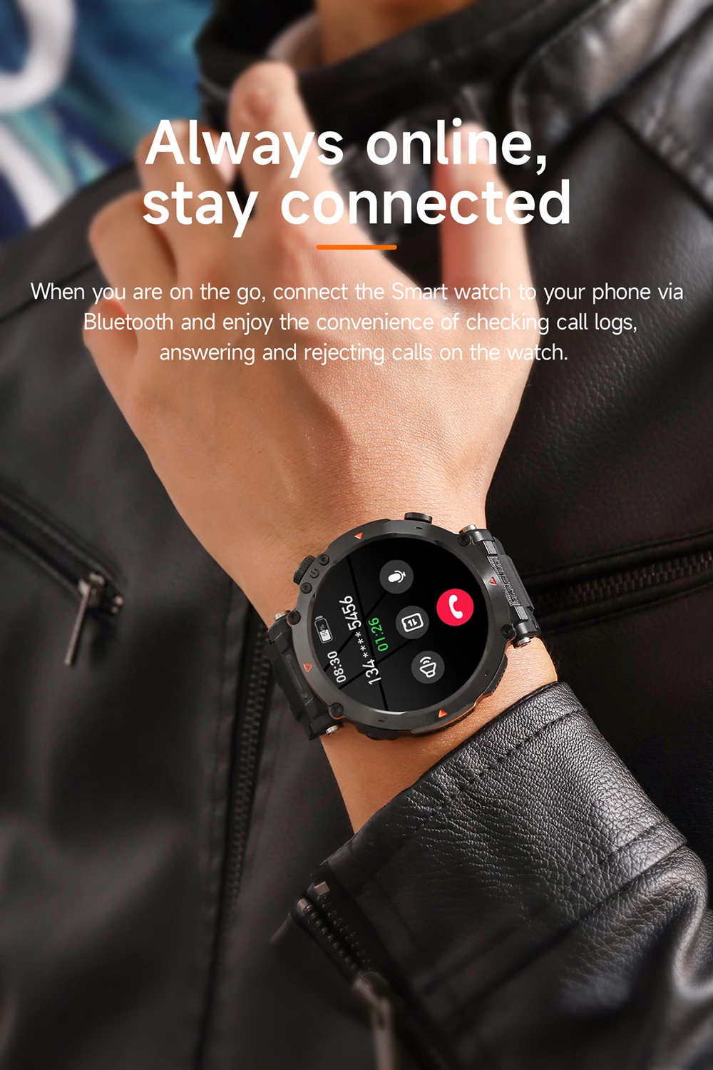 MEVADEN 1,7" großer Bildschirm Outdoor-Sportkompass Smart Watch Bluetooth Anruf Taschenlampe 600mAh Gesundheitsmonitor Smartwatch MD57 – Detail 15
