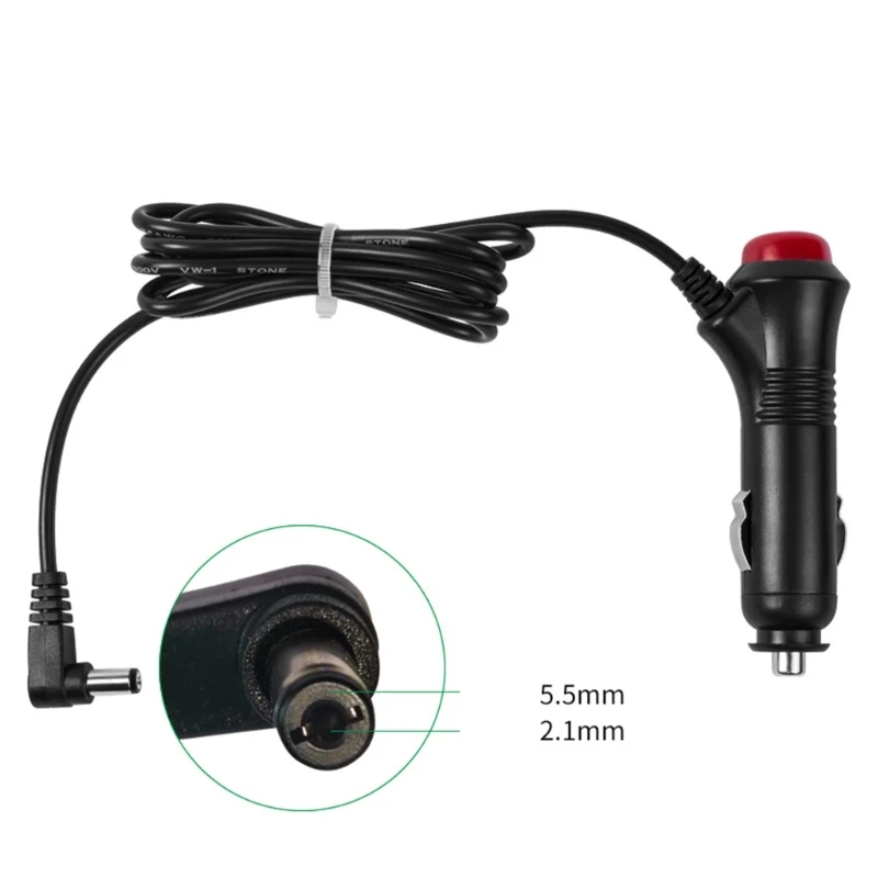 12V 24V Car Cigarette lighter plug cable with DC 5.5mm*2.5mm male Right Angle connector with Switch for car charger Socket Cord