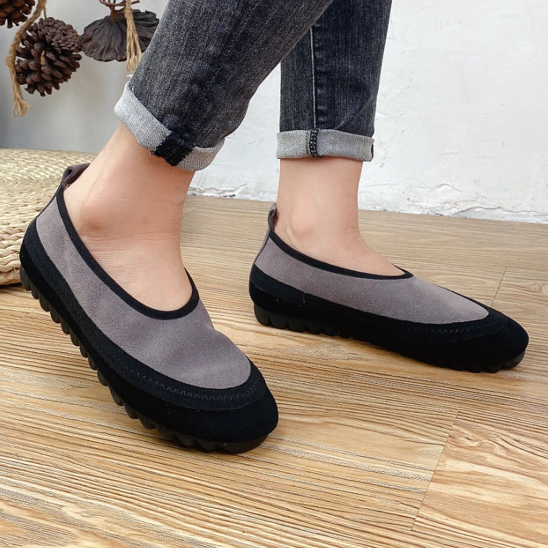 Koznoy Ethnic Colorful Woman Shoes 2cm New Retro Genuine Leather Autumn Comfy Soft Oxford Soled Flats Leisure Slip on Concise