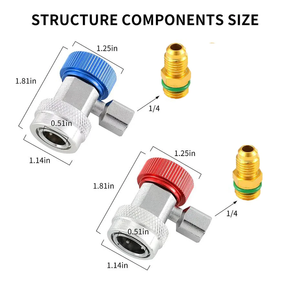 R134A 2 zestawy samochodowych adapterów klimatyzacji szybkozłącze H/L narzędzie do usuwania złączy kolektora akcesoria do klimatyzacji