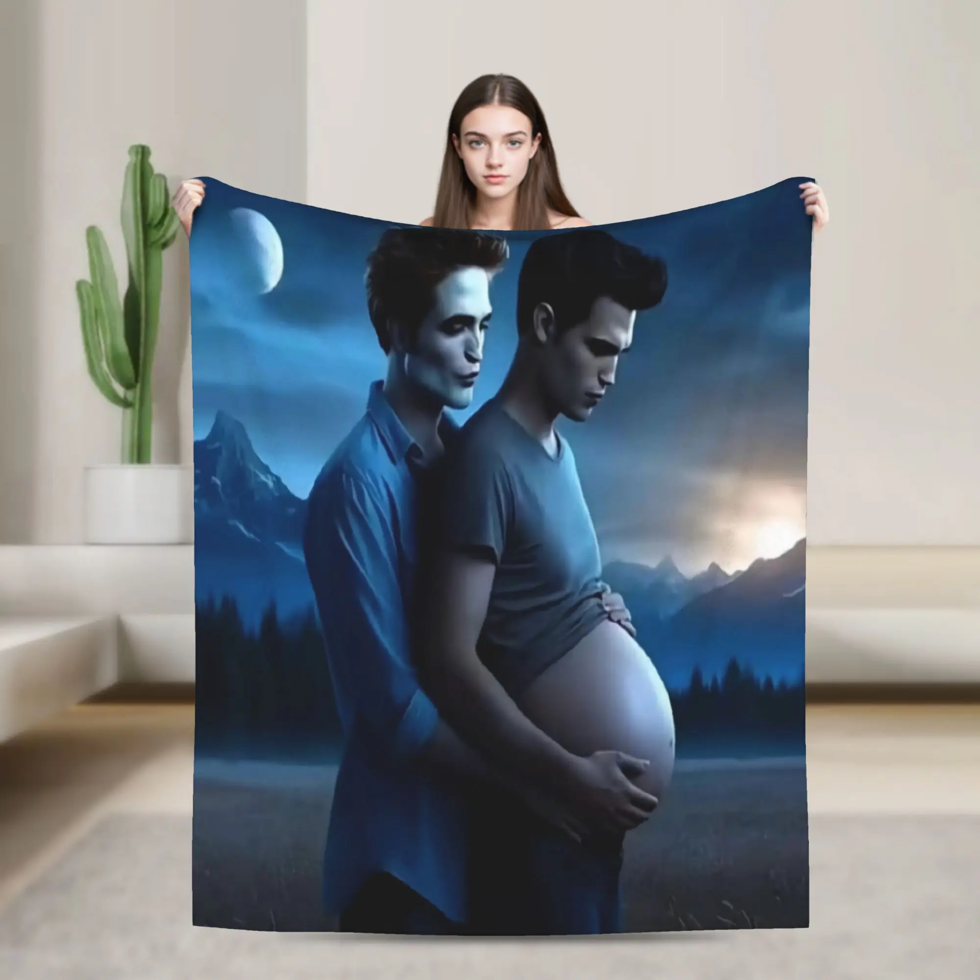 Twilight Saga Edward Bella Flannel Blanket  Super Warm Throw Blanket for Outdoor Decorative Funny Bedspread Sofa Bed Cover