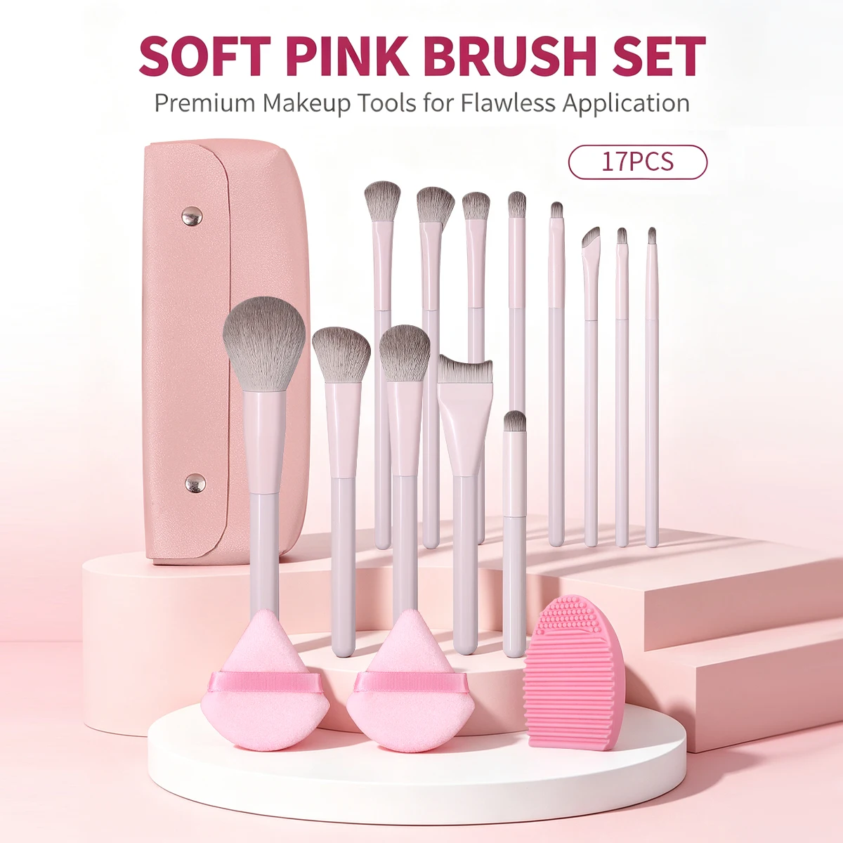 Soft Soft and Fluffy Makeup Brush Set, Portable Storage Bag, Makeup Sponge Set, 18-Piece Set, Essential for Beginner Makeup Artists - Aliexpress Deal