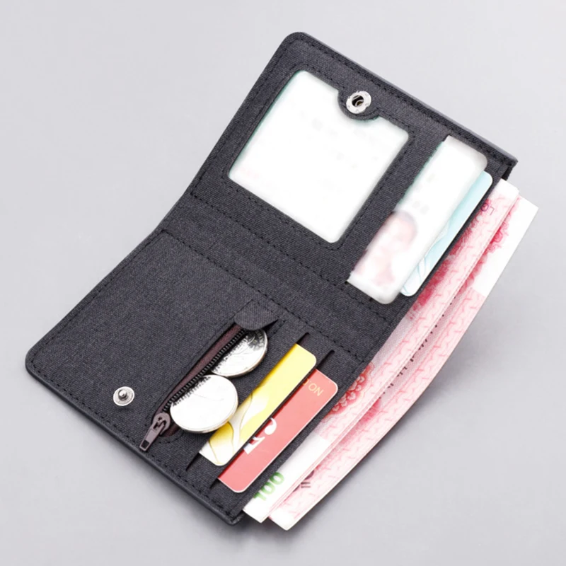 Vertical Wallets Canvas Short Money Clip Men Short Bifold Casual Men Wallets RFID Card Holder Coin Purses Money Clip Men Wallet