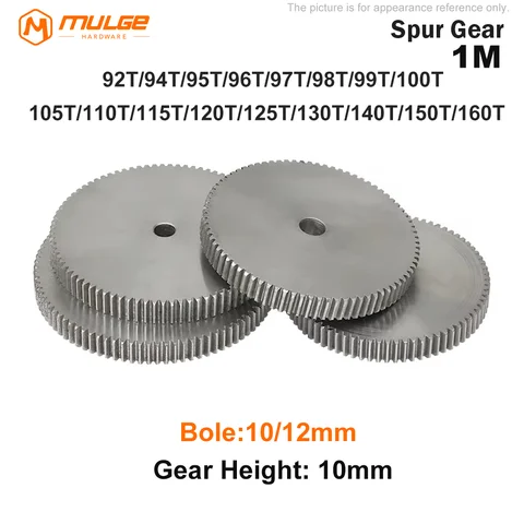 Spur Gear 1M-92T-160Teeth SC45# Carbon Steel Material Cylindrical Gear Transmission Accessories