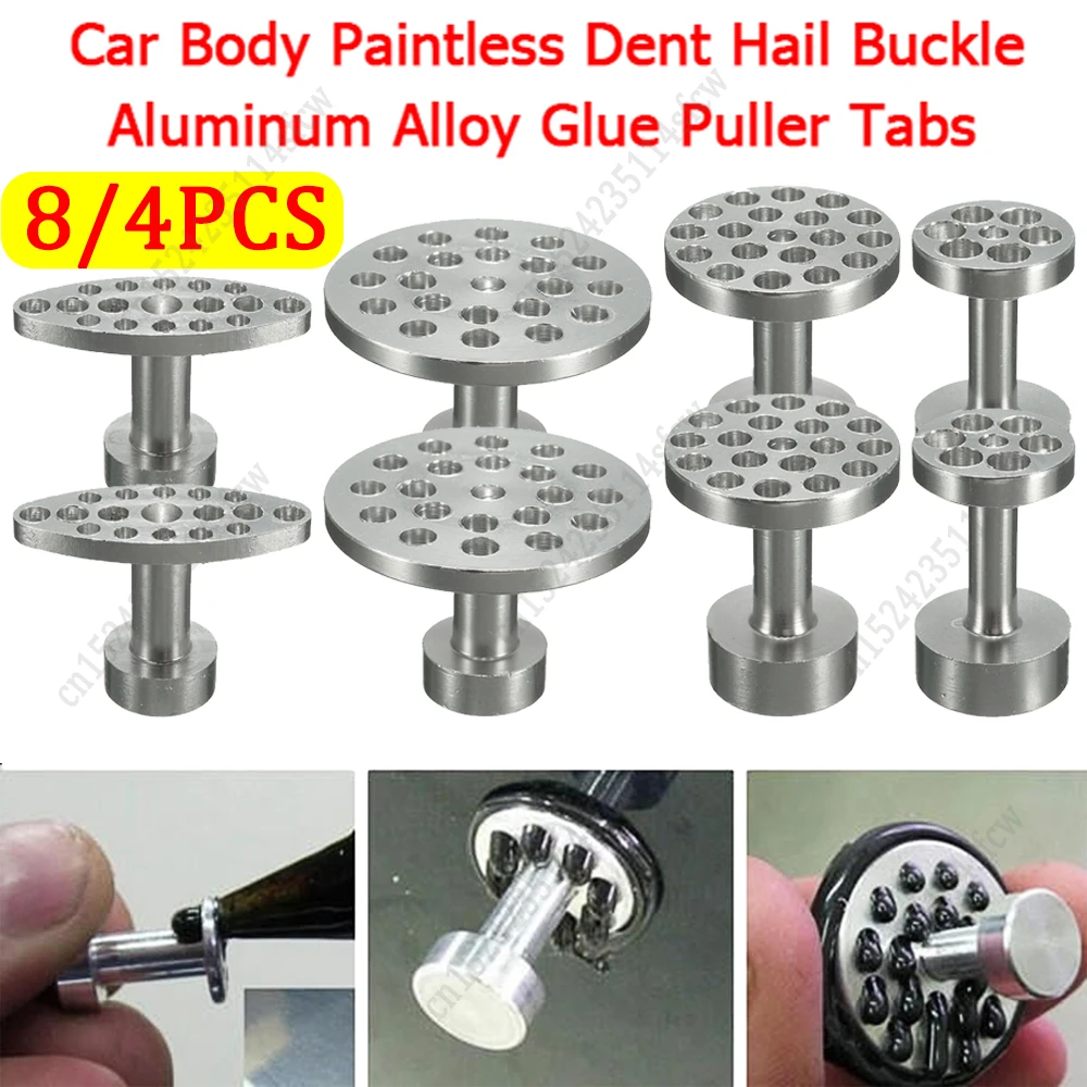 8/4PCS Car Body Paintless Dent Hail Buckle Aluminum Alloy Glue Puller Tabs Remover Automobile Repair Set Paint Dent Repair Tools