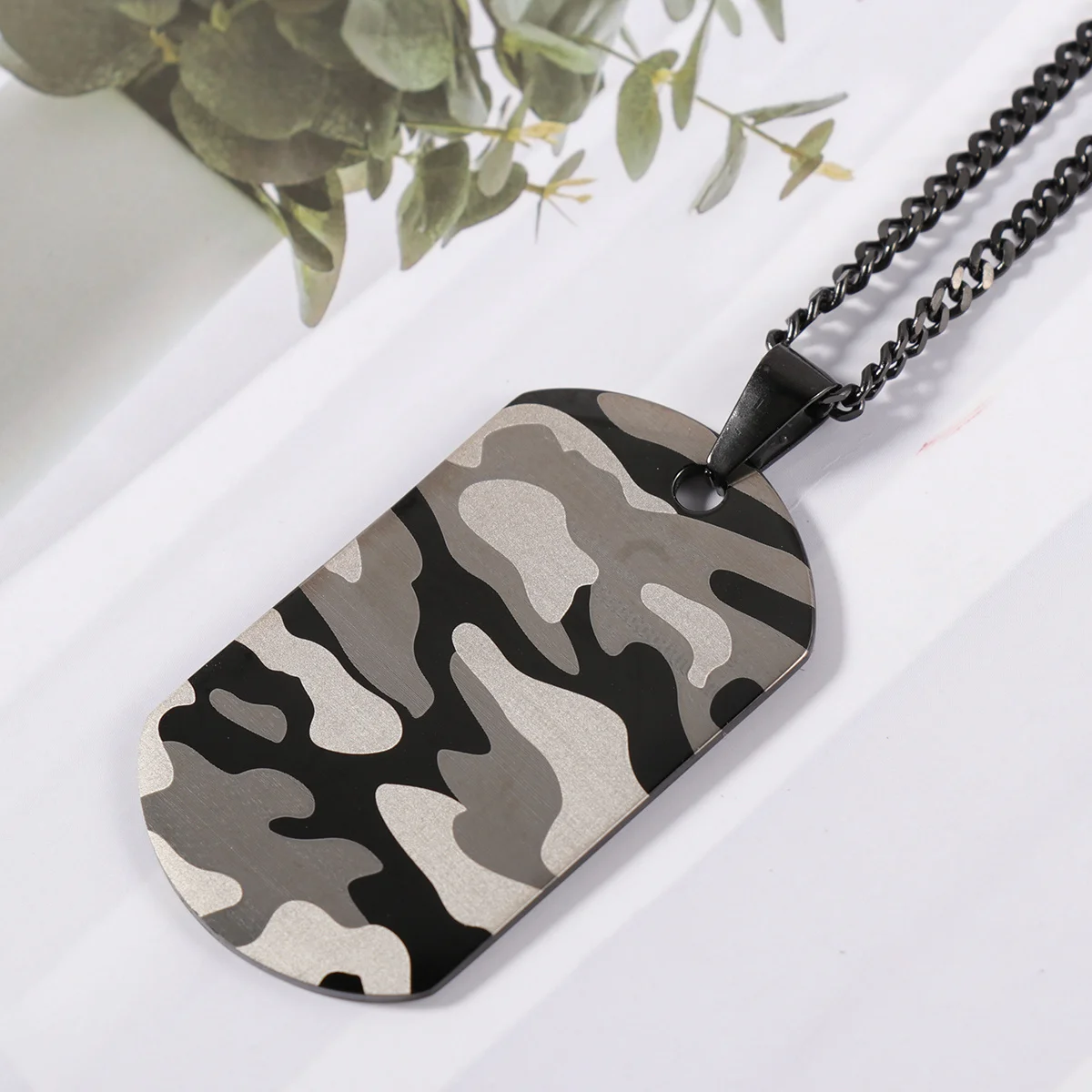 

Военная бирка, камуфляжное ожерелье из нержавеющей стали, 4,8x2,5x0,5 см, кулон с гравировкой для собаки, долговечный стильный подарок для милитари