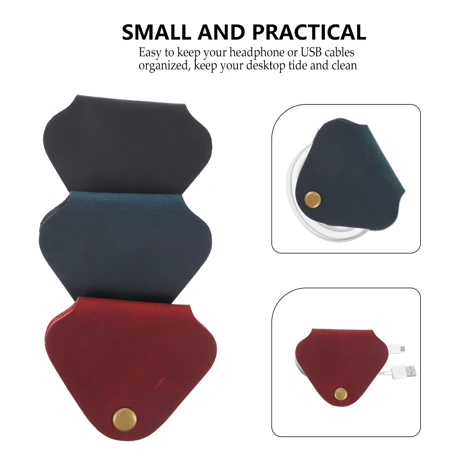 

3 Pcs Cable Straps High Quality Durable Retro USB Organizer Black Blue Red Wire Holders Earphone Winder Desktop Clean