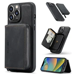 Detachable Magnetic Wallet Leather Case for iPhone 11 12 13 14 15 Pro Max Mini XS XR 7 8 SE Coin Bag Card Pocket Para