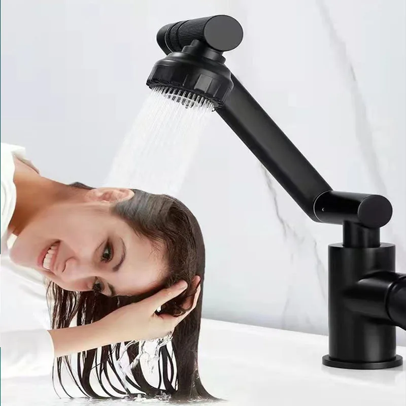 1080° Swivel Basin Faucet Universal Rotating Faucet Black/Silver Alloy Hot Cold Mixer Faucets Shower Head Aerators For Bathroom