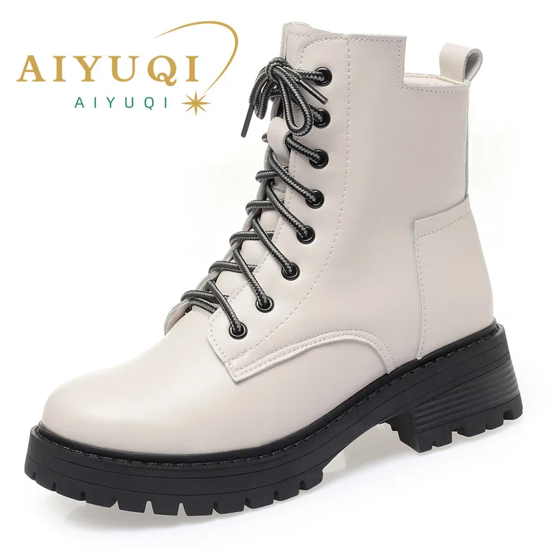 AIYUQI-Bottes de neige chaudes en cuir véritable pour femmes, grande taille, non ald, rinçage, livraison directe, hiver 600