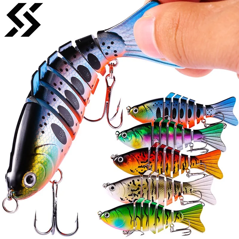 Sougayilang 1pc Fishing Lures 15-16g 10cm 7 Segments Artificial Hard Bait Swimbait Plastic Fishing Tackle for Bass Pike Pesca