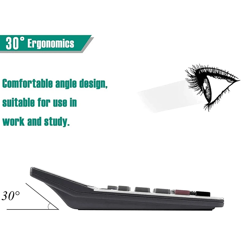 N35R_DU 12-Digit Solar Battery Office Desk Calculator with Large LCD Display