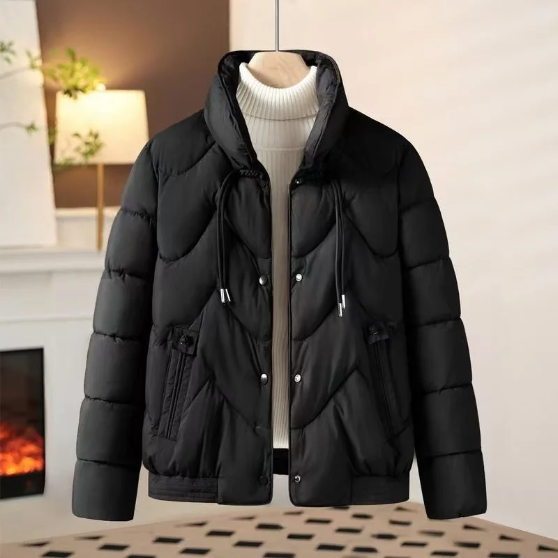 2025 여성용 스탠드 칼라 고급 다운 코튼 패딩 아우터, 따뜻한 겨울 파카 코트