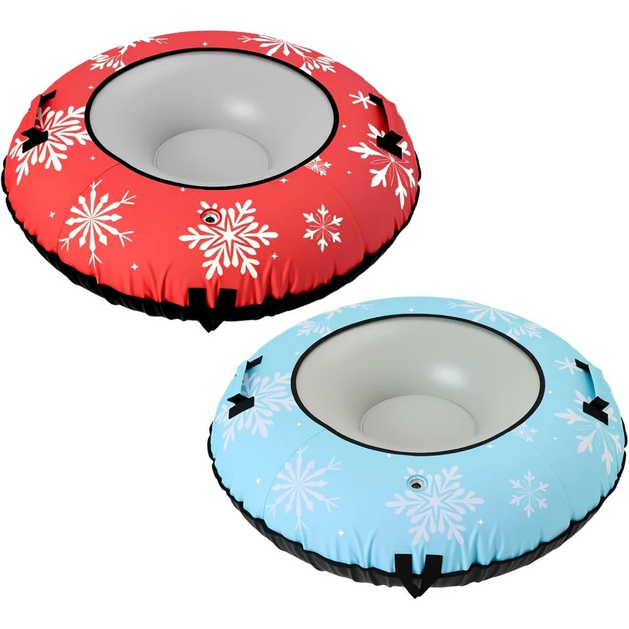 

42" Heavy Duty Snow Tube 1/2 Pack with Premium Canvas Cover for Ages 13+ Adults Inflatable Snow Tube Sled with Thickened Bottom