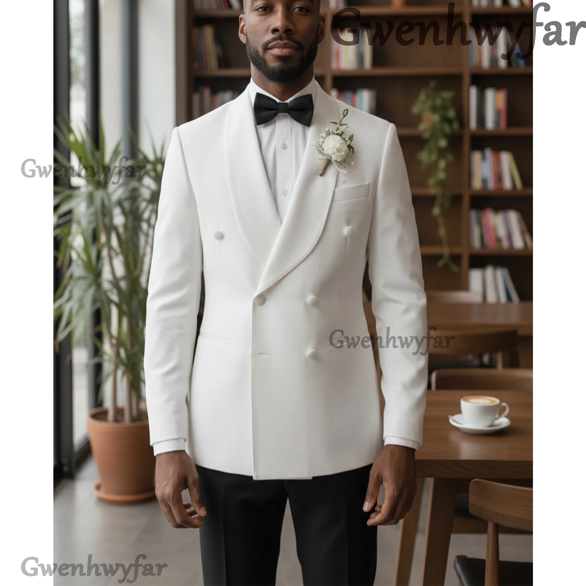 

Gwenhwyfar White Men's Suit 2 Pieces Suit Elegant Fashion Suit Casual Fashion Work Wear Party Dress Men's Commuter Wear Clothing