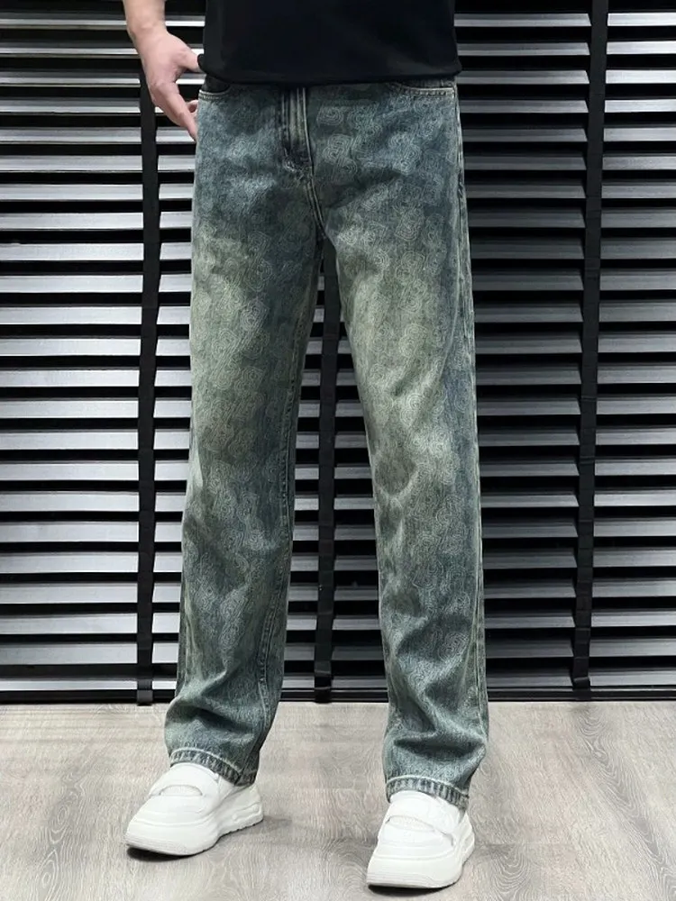 

Retro American Waed Jeans Loose Straight Casual Versatile Long Trousers for Men Autumn Season Faionable Ci Sle