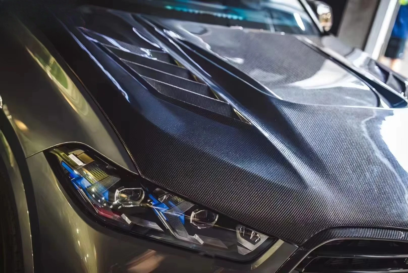 ألياف الكربون الجافة AE نمط الجبهة هود بونيه طقم غطاء المحرك اكسسوارات السيارات ل B X5M F95 X6M F96 X5 G05 X6 G06