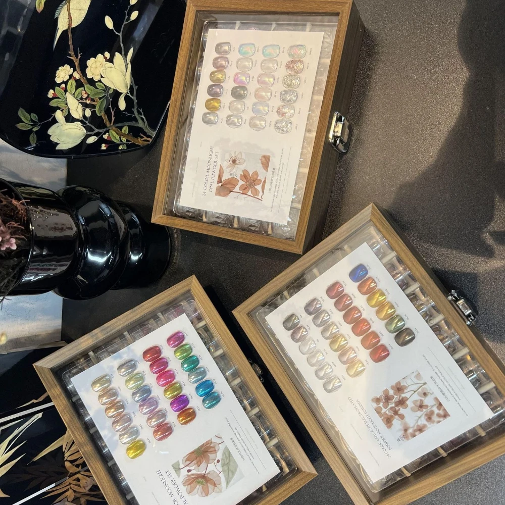 24Colors Moonlight Chrome Nail Powder Set Y2K Magic Mirror Gold Silver Decor Rubbing Glitter Pigment Flakes Manicure Accessories