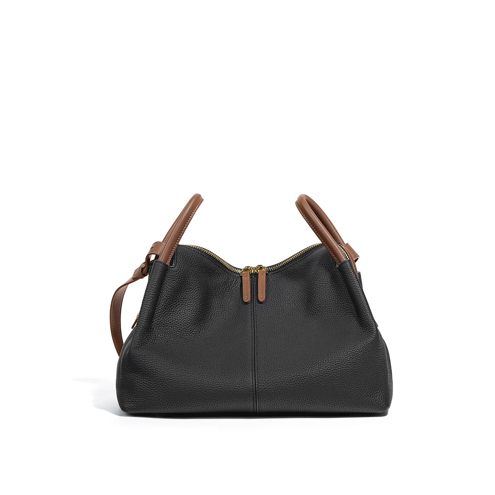 Bolso de hombro de piel auténtica Lichee de retales de lujo para mujer, bolso grande de piel de vaca con doble asa, bolso cruzado para mujer