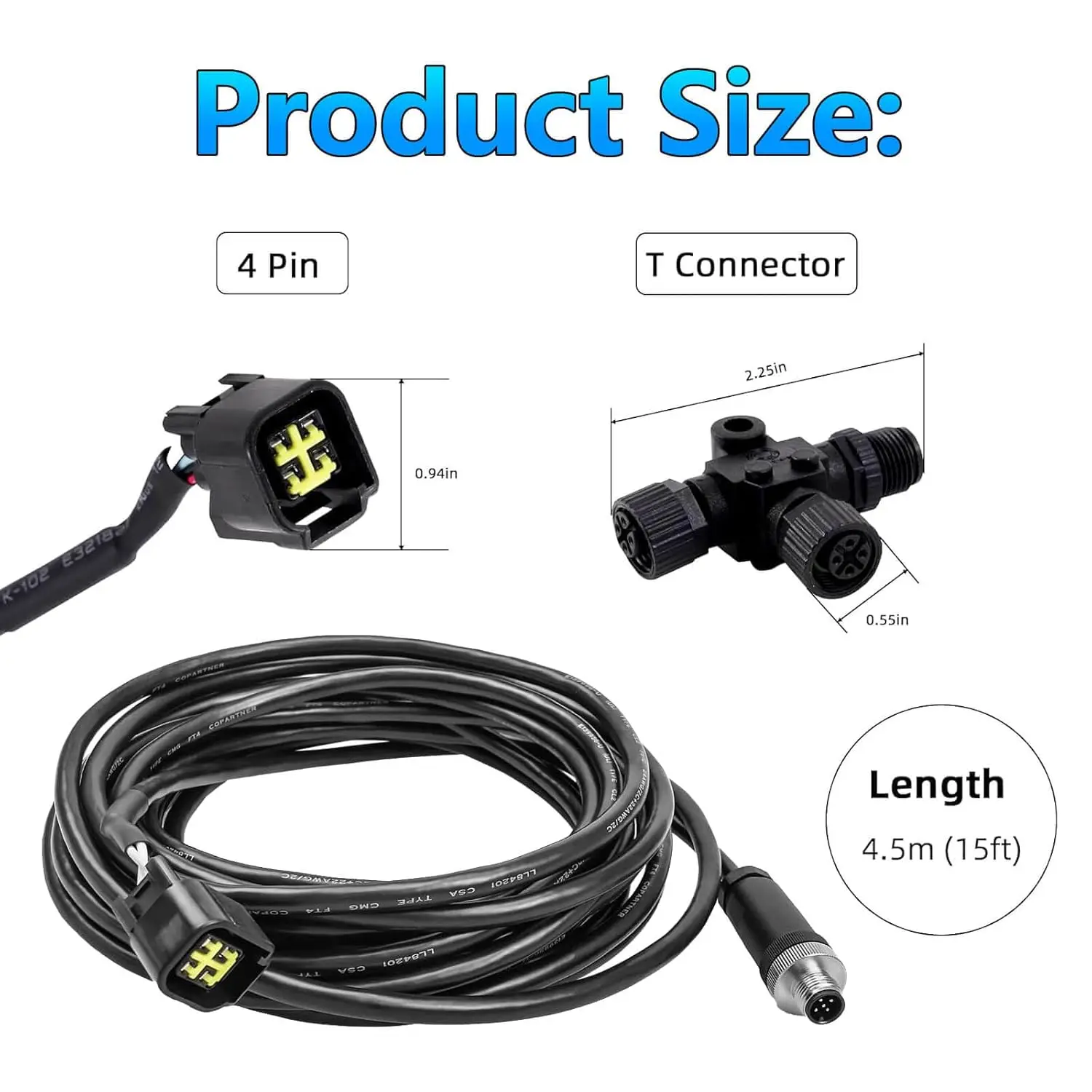 Engine Interface Cable NMEA2000 Connection with T Connector for Yamaha Outboard 2006 & Newer, Replace # 000-0120-37, 3004.6865-4