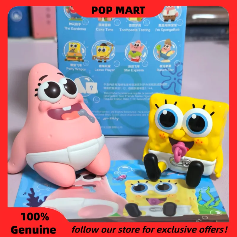 

Authentic Popmart Spongebob Squarepants Best Friends Series Blind Box Cute Anime Collectible Figurines Mystery Box As Gifts