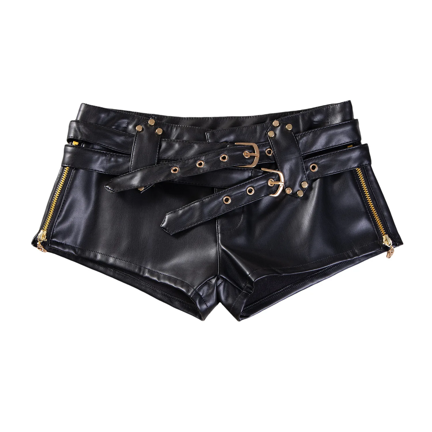 Internet celebrity hot girl y2k retro nightclub sexy low waist hip hugging PU leather super shorts, boots and pants for women