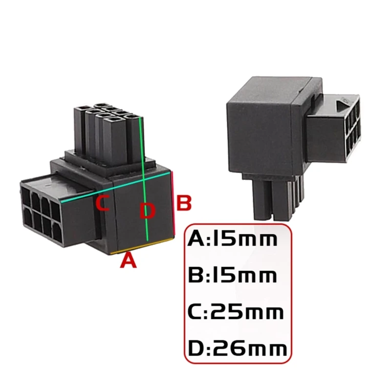 CPU 8Pin Female to Male Power Connector Adapter GPU PCIe 8Pin 90 Degree Connector for Desktop Graphics Card