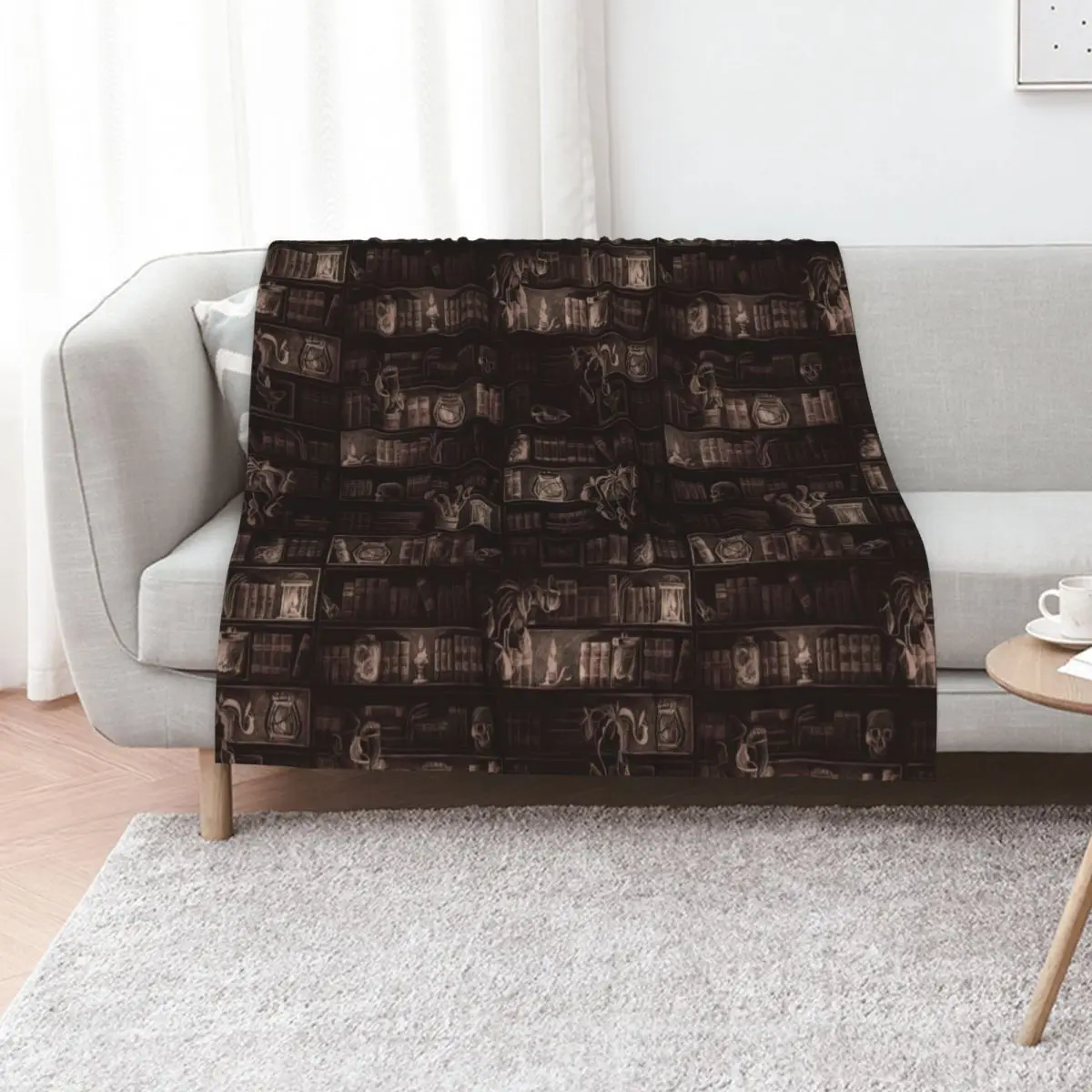 Candlelit Library, a fantasy dark academia pattern Throw Blanket Lightweight Warm Blanket for Indoor Outdoor Use