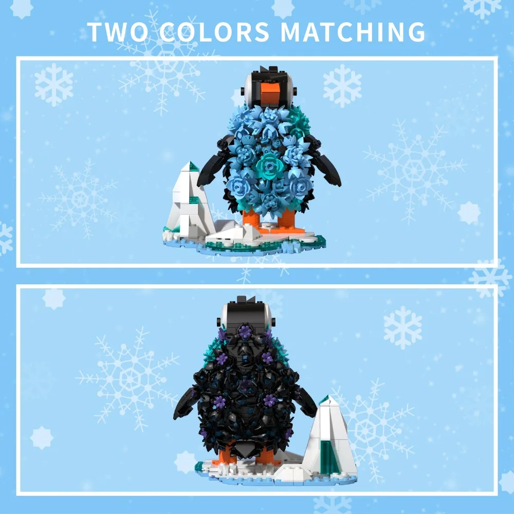 604PCS IceBloom Pinguino Building Blocks Set Antartide Animale Modello di cristallo di ghiaccio Puzzle Giocattoli STEM Educazione Regali di Natale per i bambini