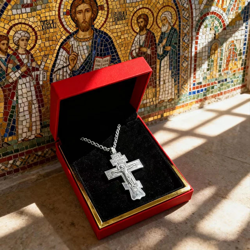 Neues 2026 Klassisches Orthodoxes Kreuz-Anhänger, vergoldet mit graviertem Kruzifix, christliche Andachtskette für den Gottesdienst und den Alltag – Detail 8