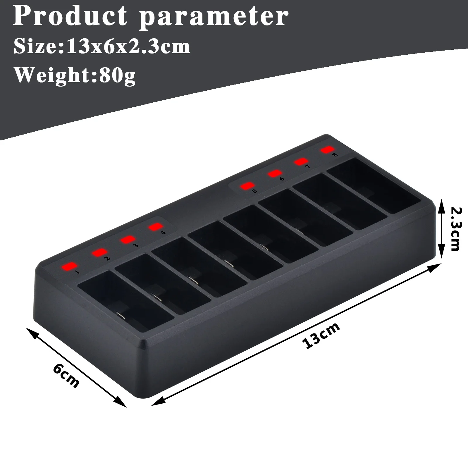 1850mAh Battery For GoPro Hero 12 Black 8-Ways Fast Charger with Type C Port for GoPro Hero 9 Go Pro 10 hero 11 12 Action Camera