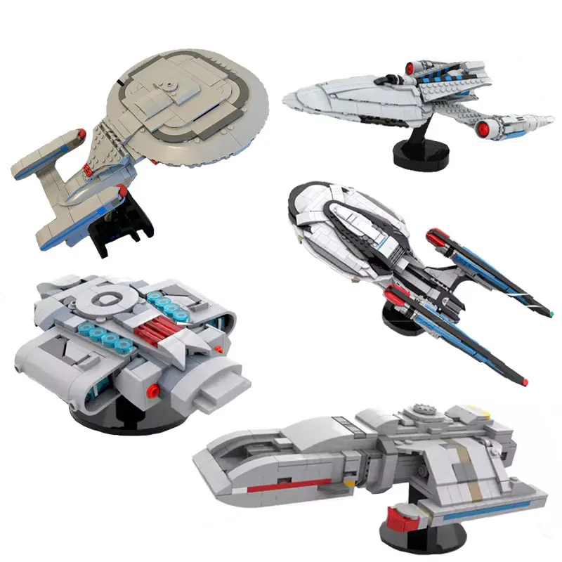 

Конструктор MOC: Модели космических кораблей из научно-фантастических фильмов (USS Enterprise, Defiant, Voyager, Protostar) — среднего размера, детский подарок