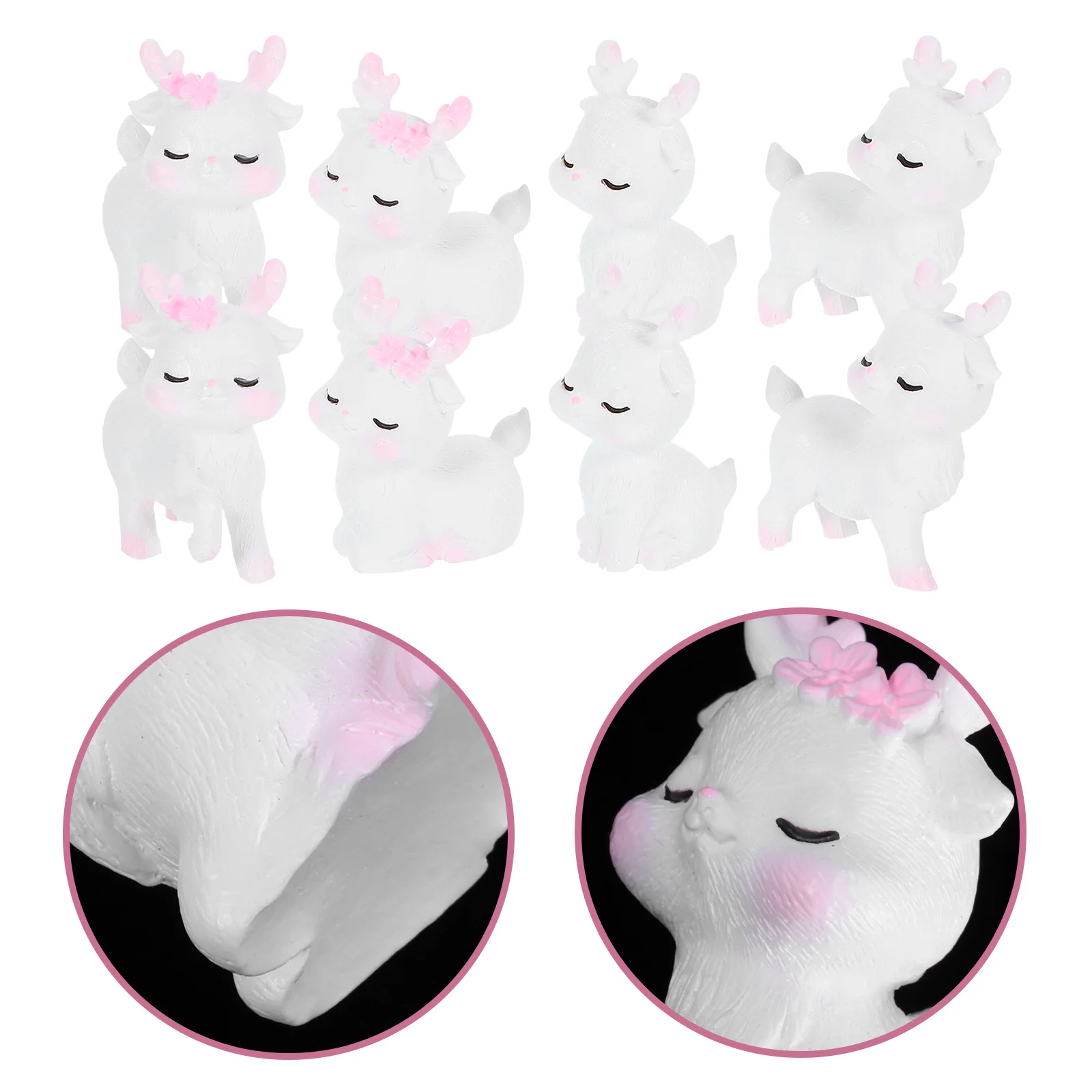 

20Pcs Pink Deer Mini Resin Animals Small Figures for Home Garden DIY Craft Desktop Miniature Animal Decorations