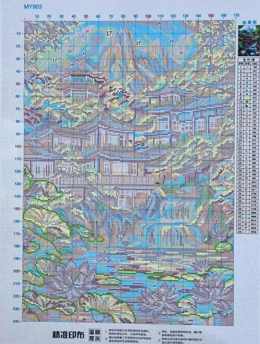 Summer 9ct 60x80cm Printed Kits Cross Stitch Embroidery DIY Chinese Style  Needlework Set Home Decor Crafts