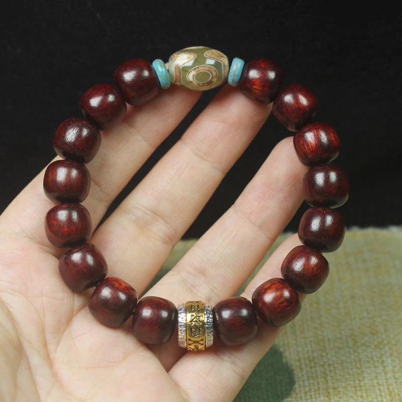 

12mm Blood Sandalwood Old- Bracelet, Dzi , Simple Unisex Chinese Style Prayer Bead Jewelry