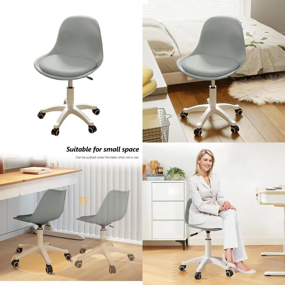 

Компактный стул для туалетного столика без подлокотников с мягким сиденьем, регулируемой высотой, идеально подходит для домашнего офиса подростков.