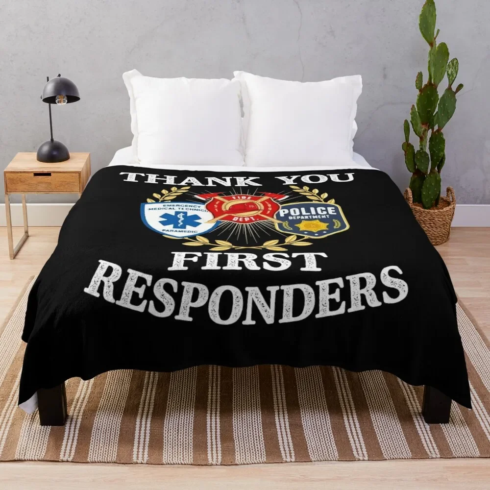 

Thank You First Responders EMT Police Firefighter Throw Blanket Ultra Plush Cozy Blanket for Napping Sleeping