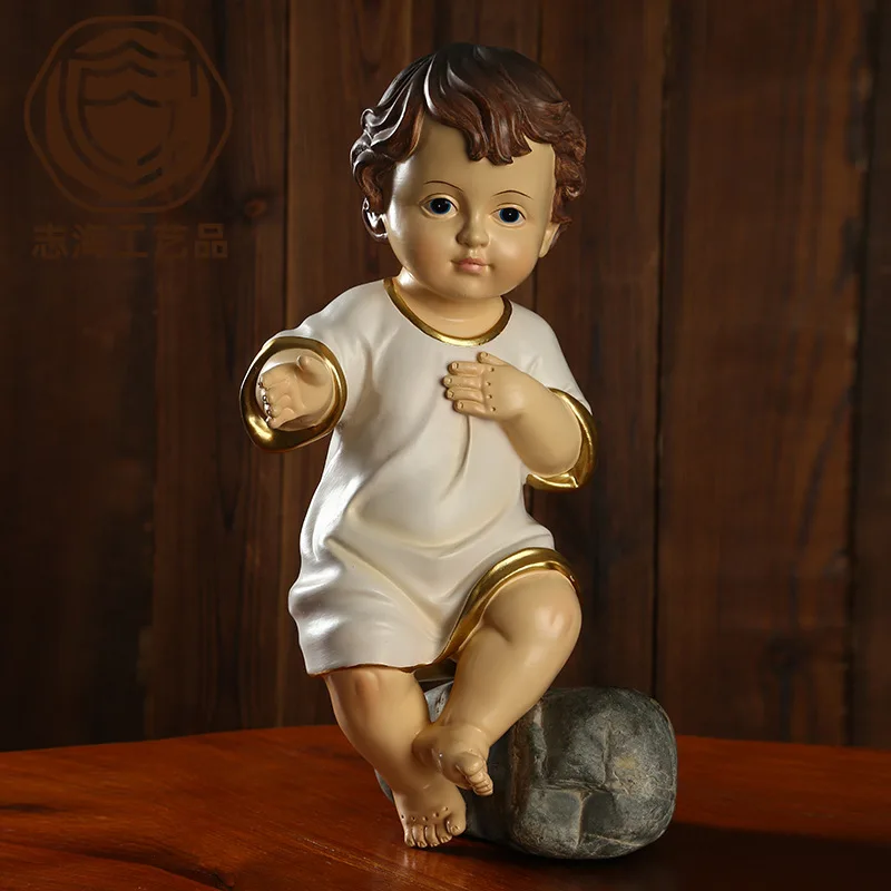 1PC 6cm Religious Saint Baby Statue Religious Holy Child Ornament Jesus Baby Resin Handicraft Adornment Mini Doll Church Statue