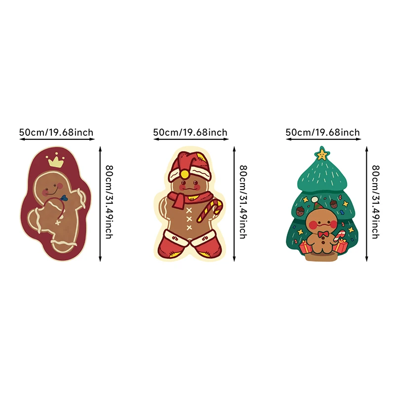 Christmas Themed Gingerbread Man Bathroom Mats Bathroom Anti-Slip Floor Rugs Shower Room Doormat Machine Washable Easier To Dry