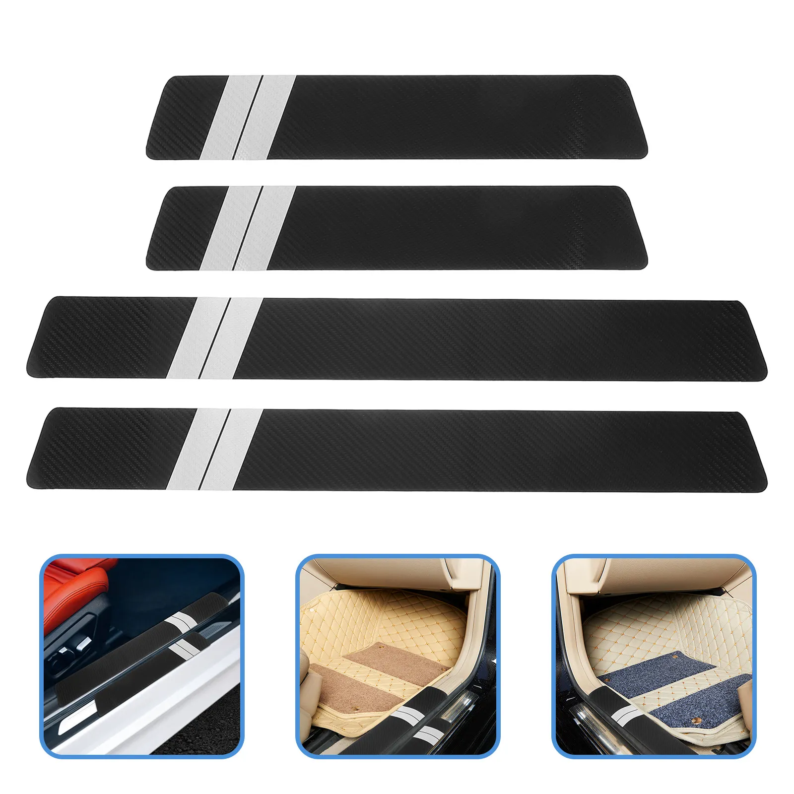 

4Pcs Stylish PU Car Door Sill Protector Universal Fit Anti-Scuff Entry Guard for Front Rear Doors Automotive Trim