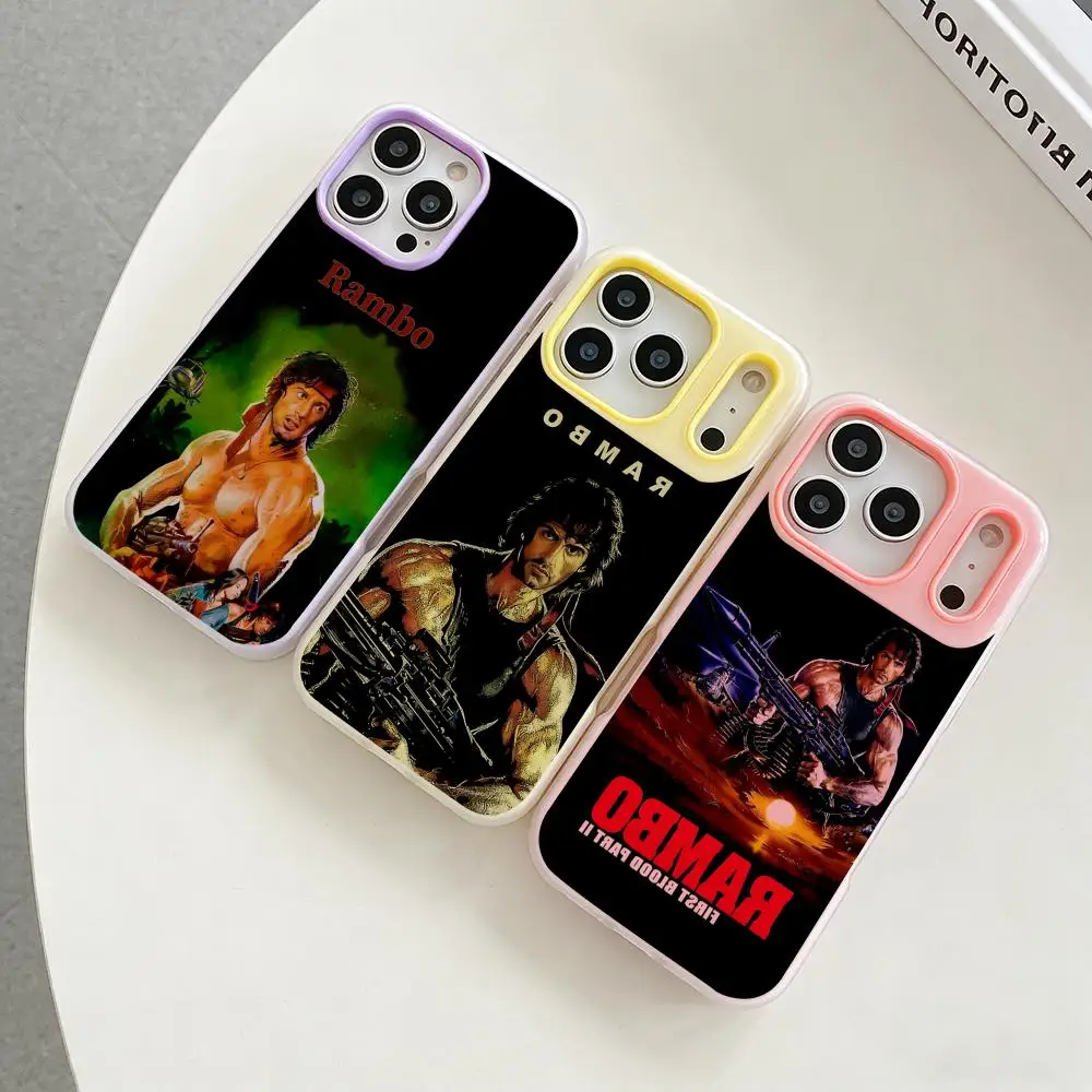 

Movie R-Rambo Phone Case Colorful 2‑in‑1 Jelly Matte Clear Full Protection Case For iPhone 11‑17 Series