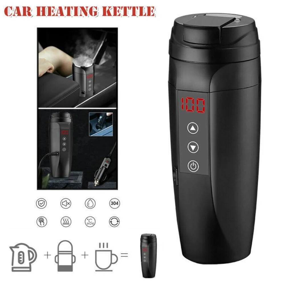 

Stainless Car Heated Smart Cup 450ml with Temperature Control Frosted Water Cup 12V/24V Warmer Bottle LCD Display Kettle