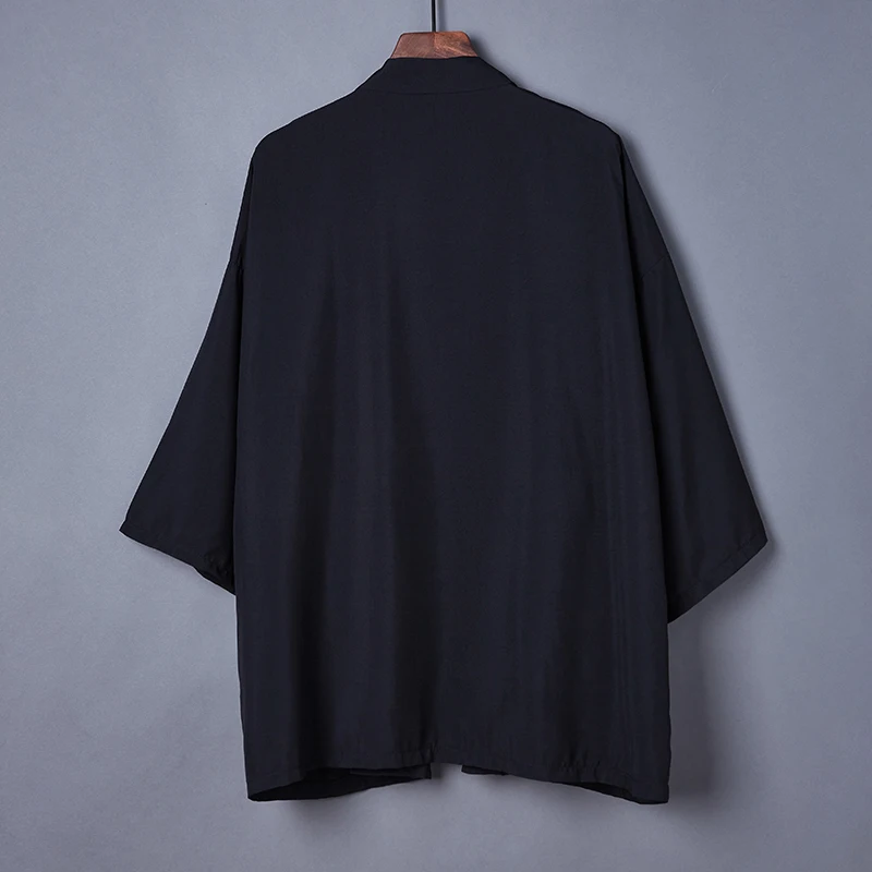 Japanese-Style Hong Kong Retro Loose Solid Color Versatile Kimono Cardigan Haori Chinese-Style Improved Hanfu Anime Cosplay Jacket Beach Cover-Up Sun Protection Clothing