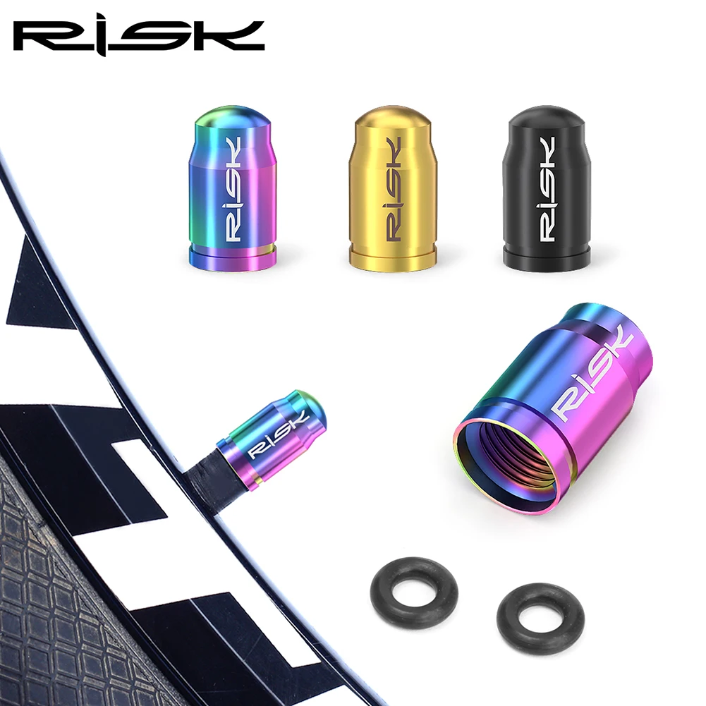 RISK Titanium Bike Valve Cap Mountain Road Bicycle Tubeless Presta Schrader Nozzle Valve Core Cap MTB French American Dustproof