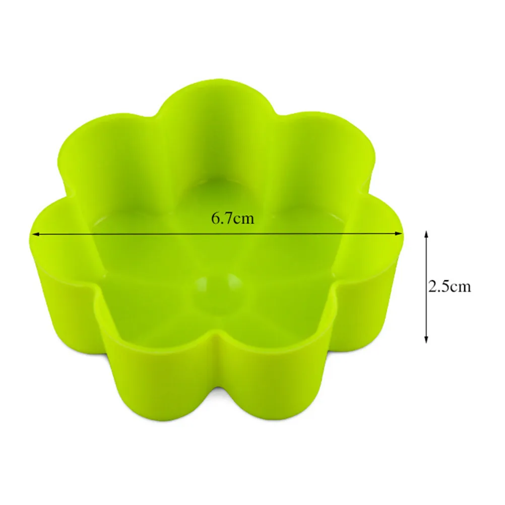6Pcs Reusable Silicone Cupcake Liners Nonstick Flower Design Baking Molds for Cheesecakes Pudding Jelly Chocolate Desserts