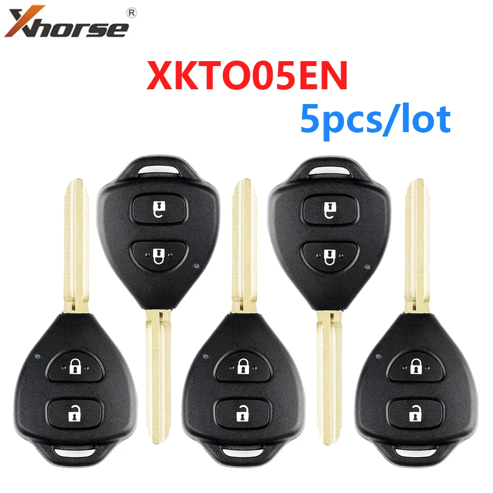 

5PCS/LOT Xhorse XKTO05EN Wire Universal Remote Key for Toyota Flat 2 Buttons Triangle English Version