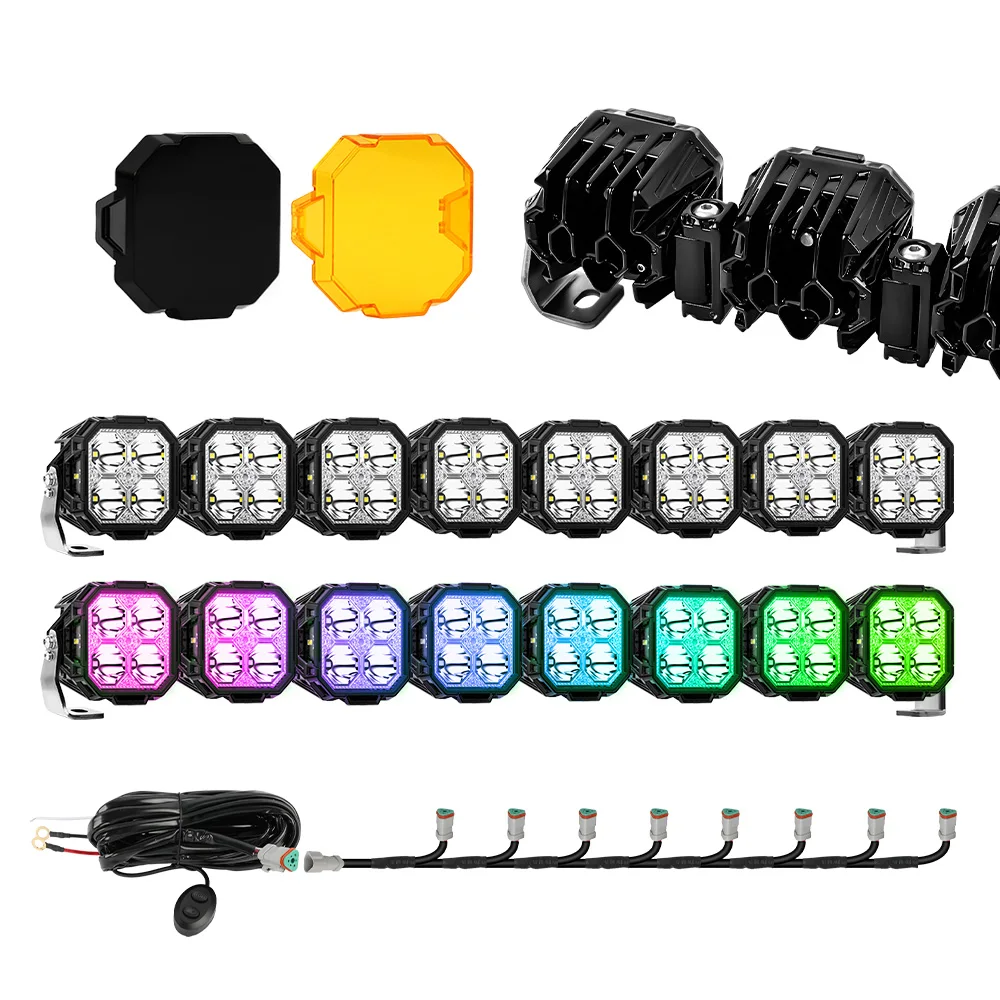 

Newest 12V 24V Overland 14 22 32 42 Inch Roof Top Modular Linkable RGB Light Bar Off-road