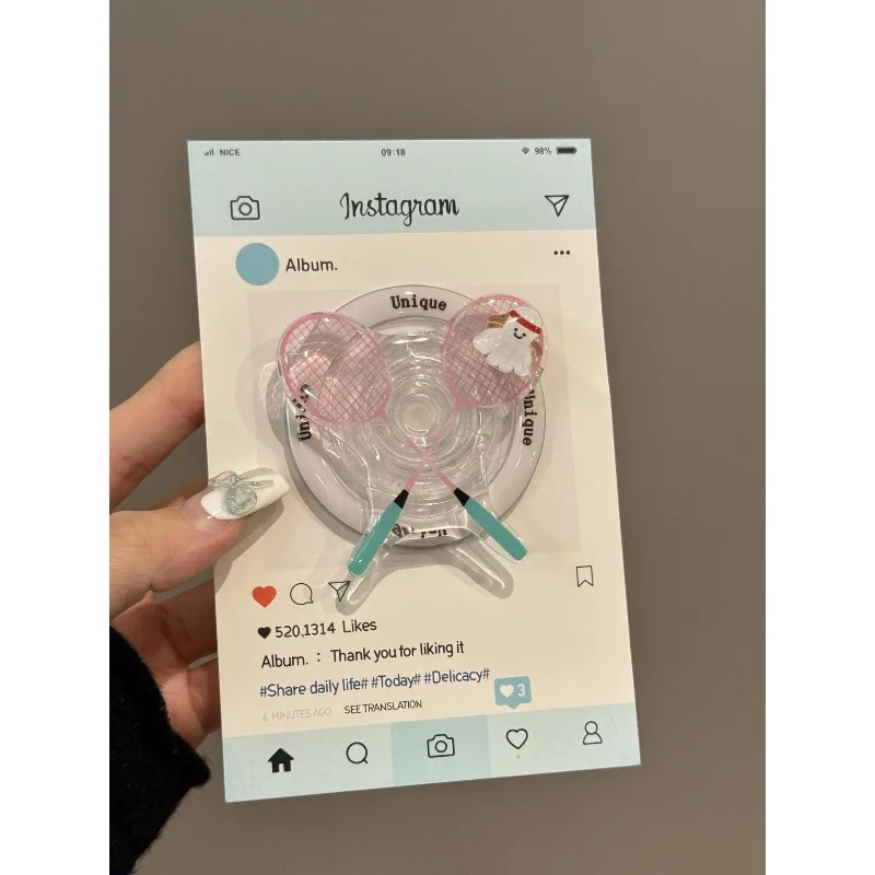 Cute Table Tennis Racket Rotating Magnetic Stand Universal Phone Stand Drama Chasing Artifact view 5