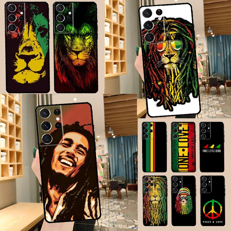 Bob Marley Rasta Lion Phone Case For Samsung Galaxy S20 FE S21 S22 S23 Ultra Note 20 Note 10 S8 S9 S10 Plus Cover